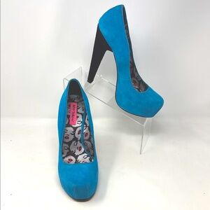 Betsey Johnson Maxean Blue and Black High Heels with Platform Sole
